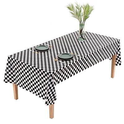 China Birthday Party PEVA Waterproof Black And White Checkered Tablecloth Oil-proof Thickened Disposable Table Cloth for sale