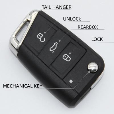 China 3 Button Smart Remote Car Key For V W Polo Golf Vehicle Key Auto Aftermarket 0072 for sale