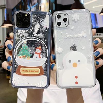 China Inside Quicksand Liquid Snowflake Glitter 2021 Back Cover For Iphone 12 pro Max Christmas Case for sale