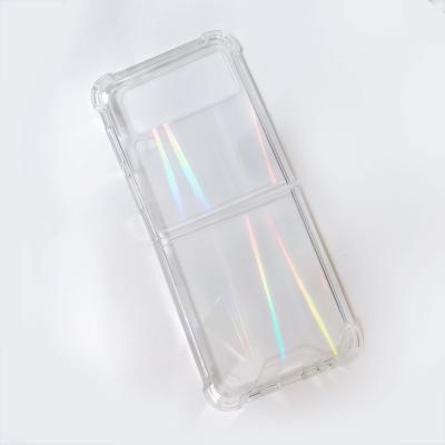 China Laser Gradient Rainbow PC TPU Shockproof Transparent 1.5MM Case For Samsung Galaxy Z Flip 3 5G for sale