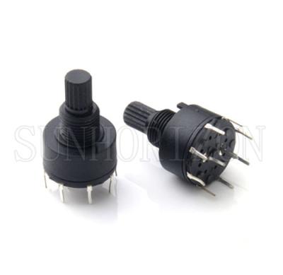 China 16mm Position 18 Bipolar Knurled Shaft Horizontal Rotary Switch RS160-H 7 for sale