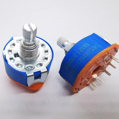 China 25mm Post 6 Position Metal Single Axis Horizontal Rotary Switch RS252-H for sale