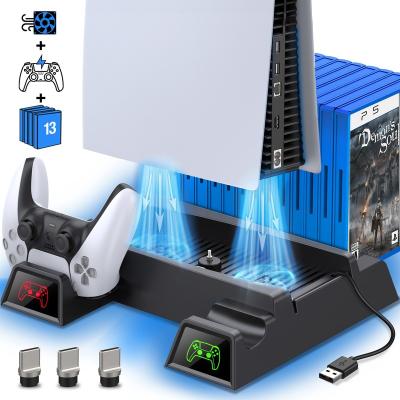 China For ps5 Fan For PS5 Accessories Vertical Fan Stand For PS5 Controller Charger Fast LED Dual Charging Dock For Sony Playstation 5 for sale