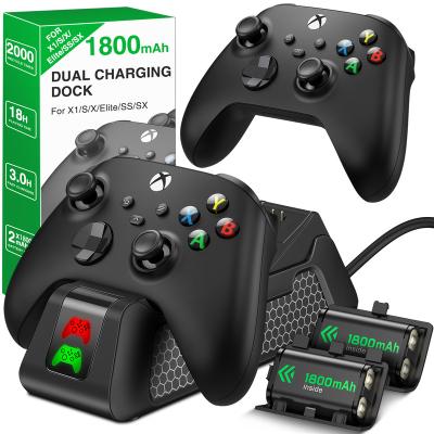 China Bateria for Xbox One USB Charging Dock for Xbox One Series X/S/Xbox One S/X/Xbox One Radio Controller + 2 x 1800mAh Rechargeable Batteries with Covers for sale