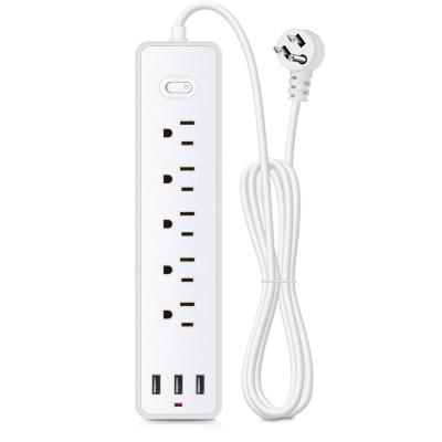 China Commercial 5Outlets Extension socket  multifunctional  3 USB power extension socket Power Strip Surge Protector Extension Socket for sale