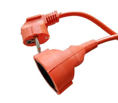 China Industrial Equipment 16A 250V Outdoor  Custom  Extension Cord Lead European 2-Pin Plug Orange 20m extension cord with multiple outlets for sale