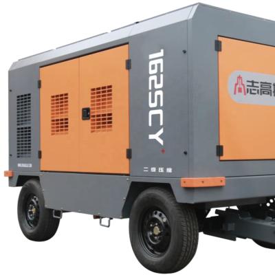 China 17 Bar 162kw Lubricated Mine Water Well Drilling Rig Wheel Air Compressor Rechargeable Portable Mine for sale