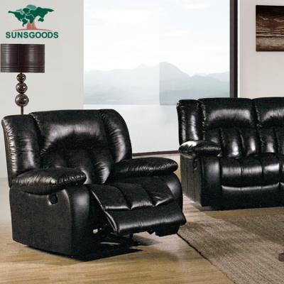 China Sofa Best Sectional Leather Sofa Brands Black Leather Couch Recliner , Black Leather Couch With Recliners for sale