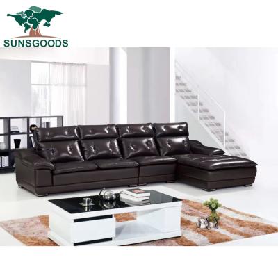 China (Size) L Shaped Elegant Black Leather Adjustable Couch Made In China for sale