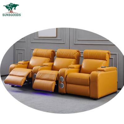 China (Height) Adjustable Home Theater System Lazy Boy Leather Recliner Sofa , Yellow Leather Recliner Sofa for sale