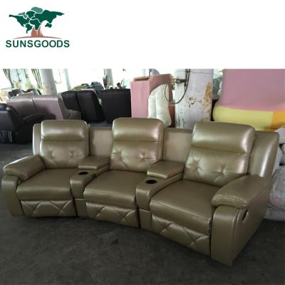 China Sofa Home theater 2 seater sectional sofa recliner with cup holder and storage, reclining contemporary sofa recliner, two color sofa recliner for sale