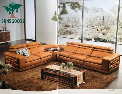 China Extendable Headrest Adjustable Corner Sofa With Sounder System , Leather Corner Sofa Set With Table for sale