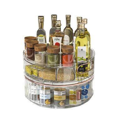 China 2 Layers Stand Spice Condiment Kitchen Organization Storage Box Living Room Storage Viable Rotating Desktop Cosmetic Rack for sale