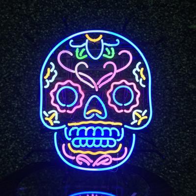 China Residential Custom Glass Neon Sign Colorful Skull Neon Light Led Letters Sign Neon Light From China Suppliers for sale