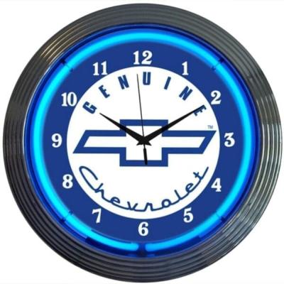 China OEM Manufacturer LUMINOVA 12V DC Ford Clock Neon Wall Clock Chinese Classical Neon Light Lamp Glass Sign for sale