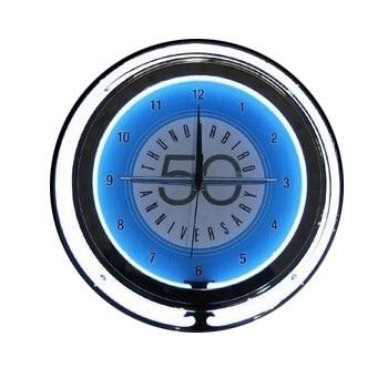 China Wholesale Double Radio China Drop Shipping Design Free Custom Thunderbird 12v Round Clock Double Ring Neon Glass Neon Clock for sale