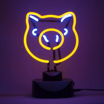 China Antuo Shanghai Factory Porcelain OEM Sculpture Neon Lamp 12VDC Table Top Neon Glass Neon Bear Neon Bear Lamp for sale