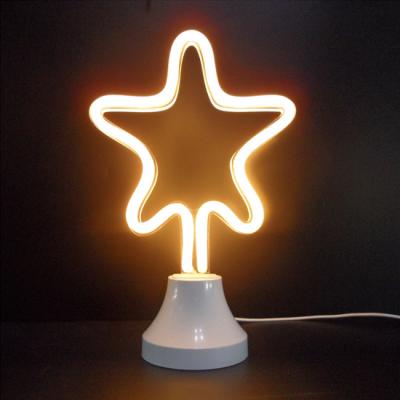 China Mini Neon Star Sculpture Desktop Neon Light 5v USB Plug Table Top Glass Christmas Desk Decoration Led Neon Lamp for sale