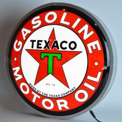 China Buildings Texaco Round Led Light Box Custom Motor Oil Led Neon Lamp Custom Logo E Glass Neon Light Box OEM China Factory for sale