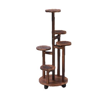 China Modern Artificial Succulent Bonsai Racks Indoor and Outdoor Shelf Storage Rack Tall Balcony Pedestal Display Flower Pot Wooden Rack for sale