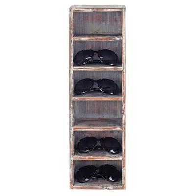 China Modern Wooden Wall Mounted Country Style Sunglasses Storage Rack Vertical Display Box for sale