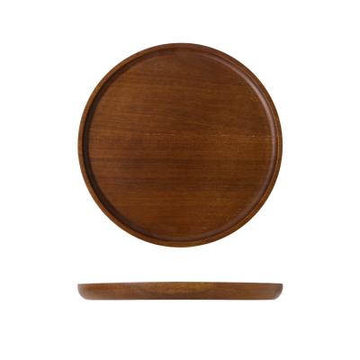 China Wholesale Modern Rustic Custom Brown Round Serving Storage Wooden Tray for sale