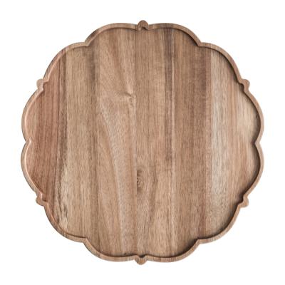 China Modern Custom Natural Round Kitchen Tray Wooden Decorative Serving for sale