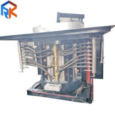 China Building Material Shops Interediate 2T Frequency Induction Hydraulic Tilting Melting Furnace for sale