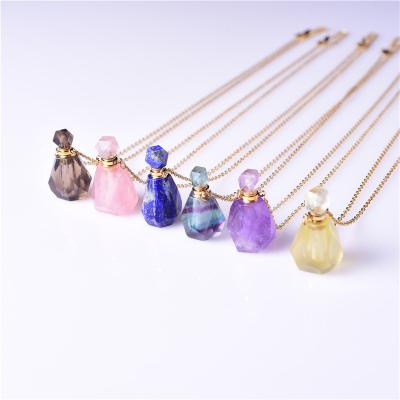 China China Wholesale Natural Fluorite Perfume Bottle Crystal Hand Carved Perfume Bottle For Necklace for sale