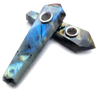 China Interesting Eco-friendly Instant Natural Hand Cut Labradorite Pipes Smoking Gemstone Crystal Smoking Pipes For Sale for sale