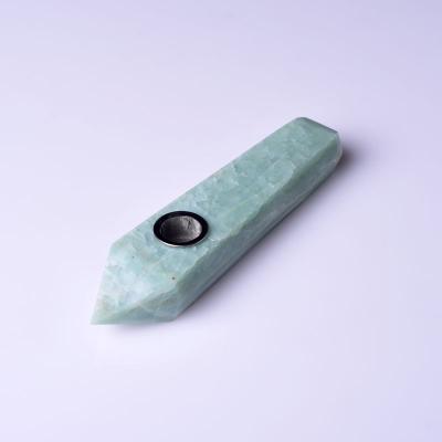 China Wholesale Custom Natural Pipes Eco-Friendly Crystal Smoking Pipes Weed From Amazonite Crystal Polished Crystal Smoking for sale