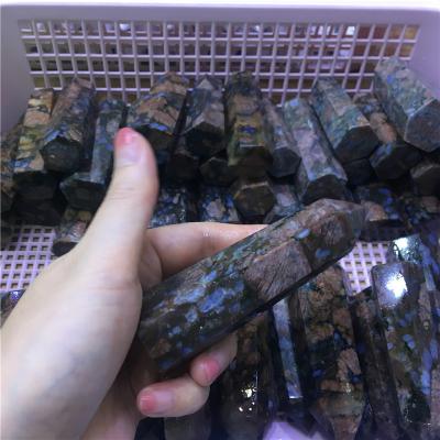 China Wholesale Natural Blue Crystal Wand Crystal Healing Energy Point China Glaucophane Crystal Point for sale