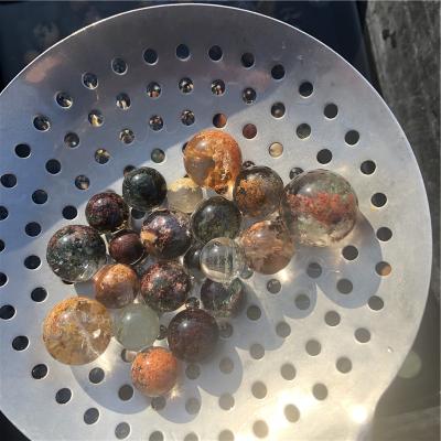 China Europe Color Ghost Crystal Spheres Crystal Polished Natural Healing Ghost Quartz Spheres Garden Spheres for sale