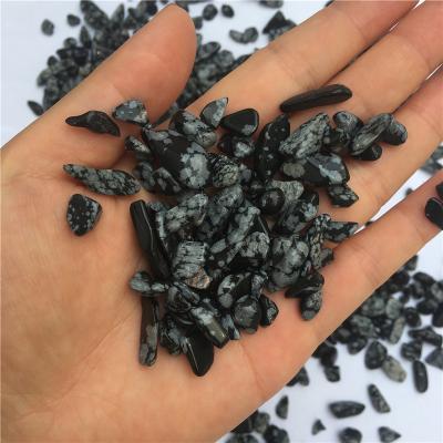 China China Crystal Healing Stone Natural Snowflake Obsidian Crystal Gravel Polished Crystal Chips for sale