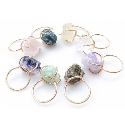 China China Fashion Jewelry Original Natural Stone Rings Crystal Stone Rings Adjustable for sale