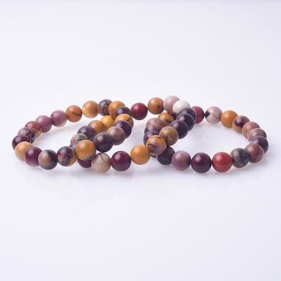 China Wholesale Natural Polished China Mookite Jasper Stones 10mm Crystal Bracelets for sale