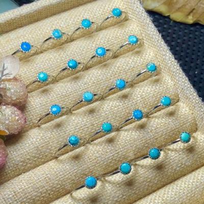 China Wholesale Women's Girl's Eco-Friendly Ring Natural Gemstone Engagement Turquoise Stone Rings for sale