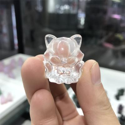 China China Crystal Carving Wholesale Natural Fluorite Nine-Tailed Fox Use For Healing Home Decor Crystal Pieces for sale