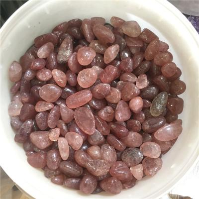 China China Natural Strawberry Quartz Palmstone Crystal Palm Tumbled Polished Stone for Wholesale for sale