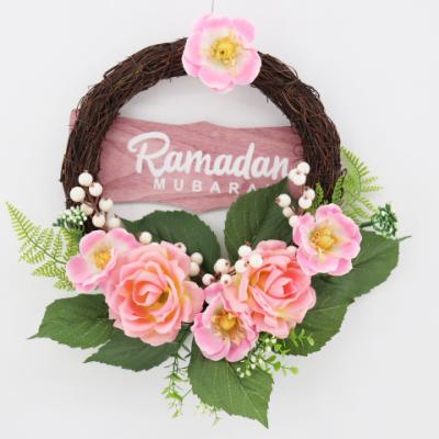 China Plastic Artificial Rose Flower Summer Wreaths for Front Door Hanger for sale