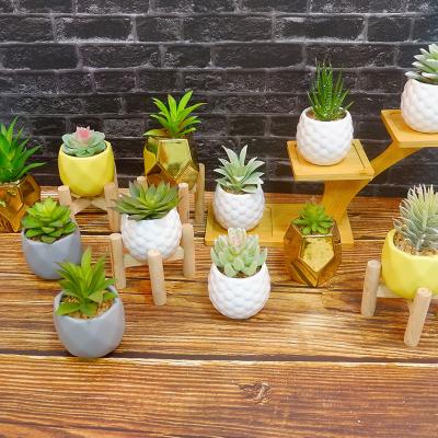 China Minimalist Wholesale White Ceramic Artificial Succulents Flower Pots For Window Display Kitchen for sale