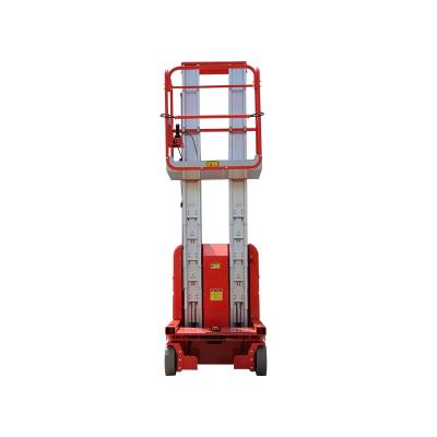 China Hotels Hydraulic Double Mast Work Platform Aluminum Alloy Ladder Lift for sale