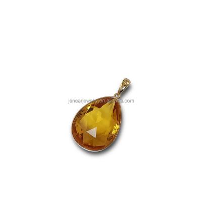 China Real 18K Gold Water Tear Drop Shape Luxury Solid Citrine Fine Jewelry Gift AU750 Yellow Gold Citrine Pendant Citrine Pendant for sale