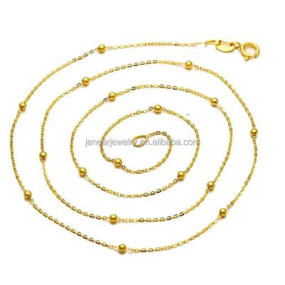 China Real 18K AU750 CLASSIC Genuine Beaded Chain 18K Gold Pawnable Gold Bead Chain Necklace for sale