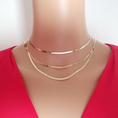 China CLASSIC Genuine Real Solid 18K Gold Necklace 18K Gold Snake Chain Necklace for sale