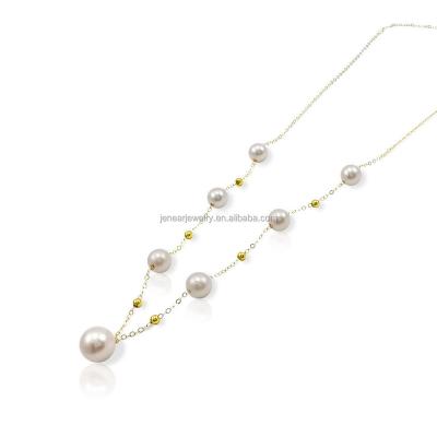 China FASHIONABLE 18K AU750 Solid Gold Real Real Gold Pearl Necklace Natural Freshwater Pearls Gold Pawnable Necklace for sale