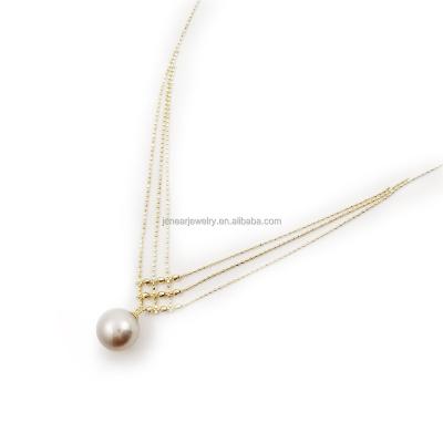 China 18K Yellow Gold Natural Pearl Necklace AU750 Yellow Gold Elegant Genuine High Quality Freshwater Pearl Necklace for sale