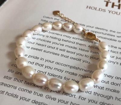 China CLASSIC Freshwater Pearl Beaded Bracelets Stainless Steel Natural Pearl Gold Plated Bracelet Women for sale