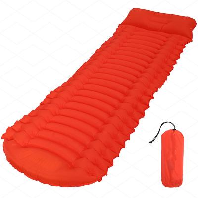 China Inflatable Camping Mat Sleeping Pad With Pillow Outdoor Ultralight Air Comfortable Protective Sleeping Pad for sale