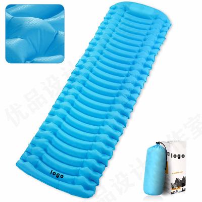 China Outdoor Self Sleep Mat Foot Pump Camping Pad Light Sleep Pad Inflating Sleep Pad 10cm for sale